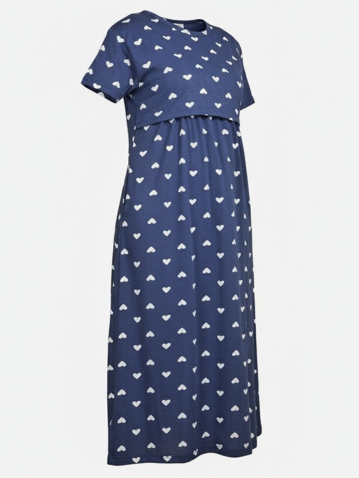 navy blue zipless feeding maternity dress