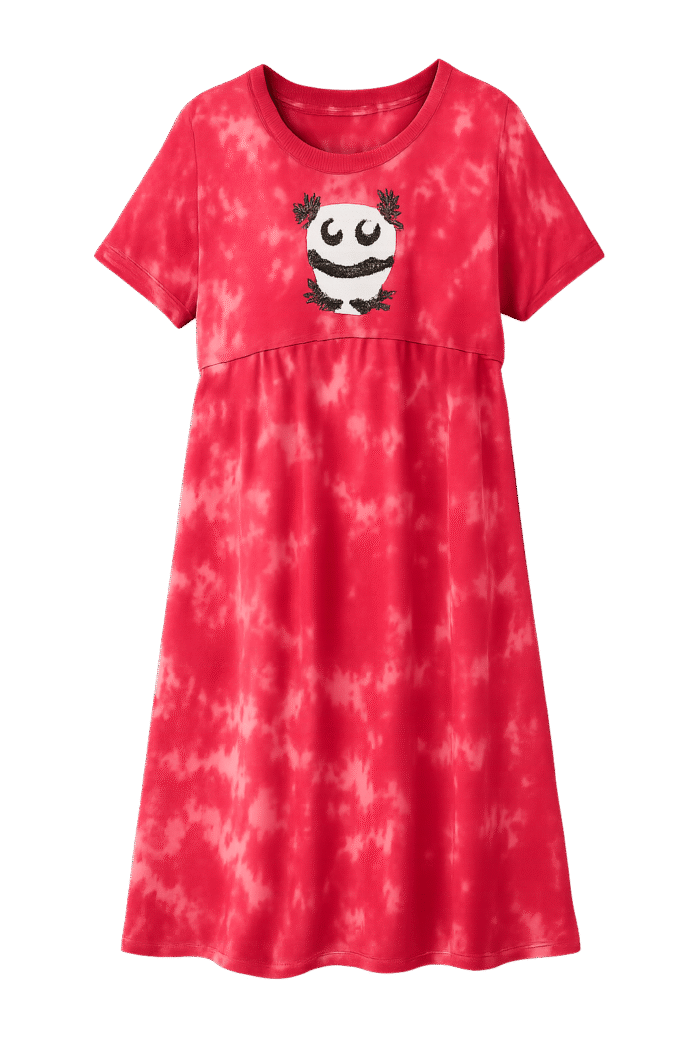 red zipless feeding maternity dress