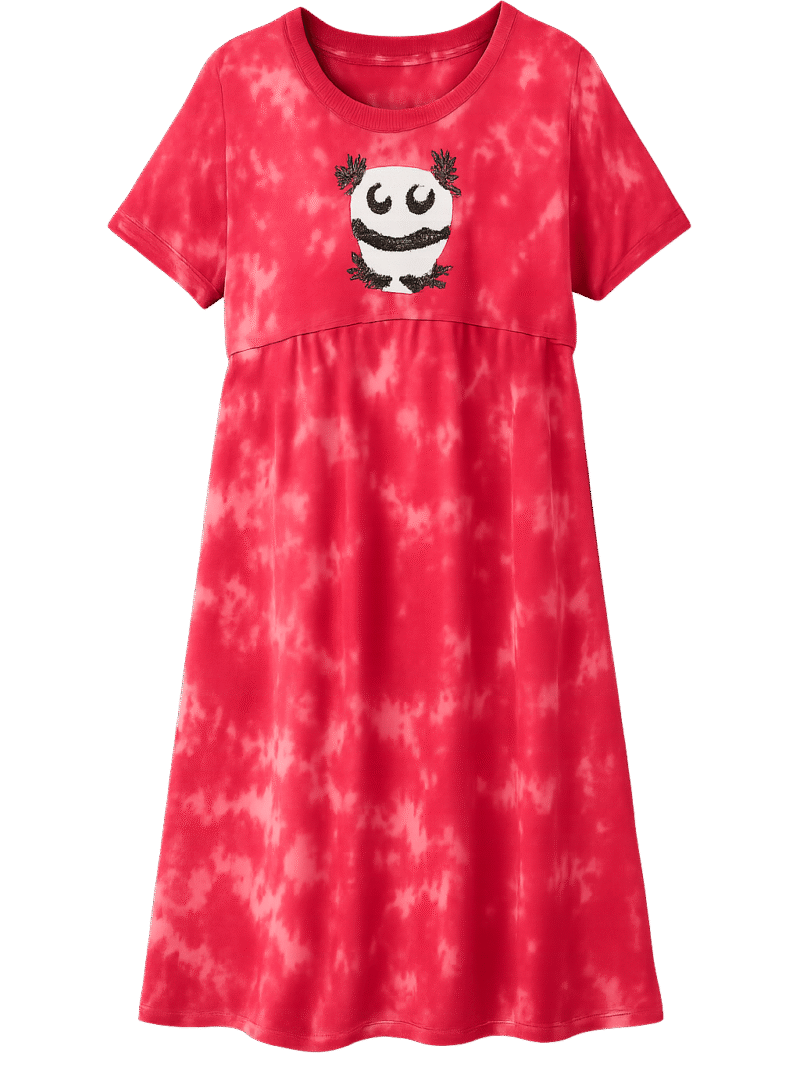 red zipless feeding maternity dress