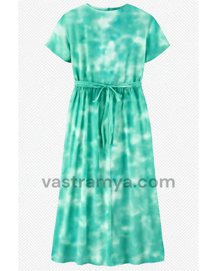 zipless feeding maternity dress green tie & dye unicorn print