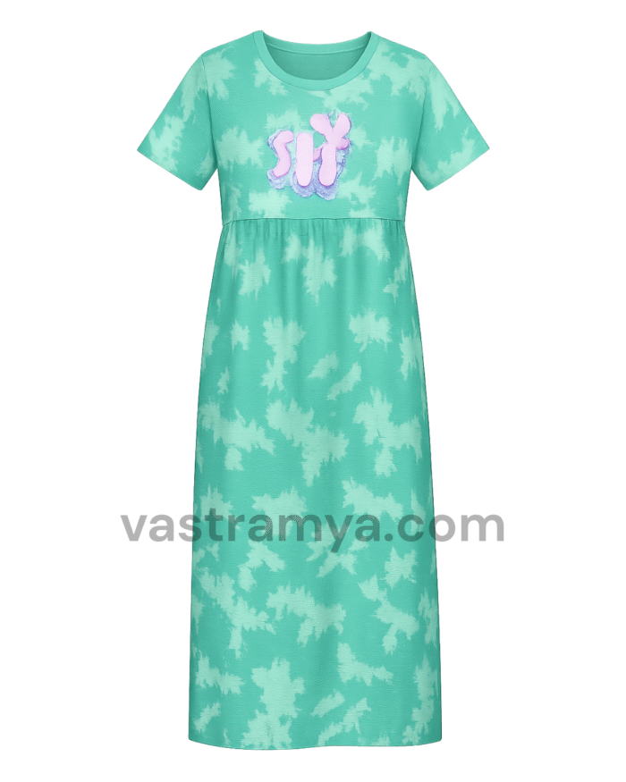 zipless feeding maternity dress green tie & dye unicorn print