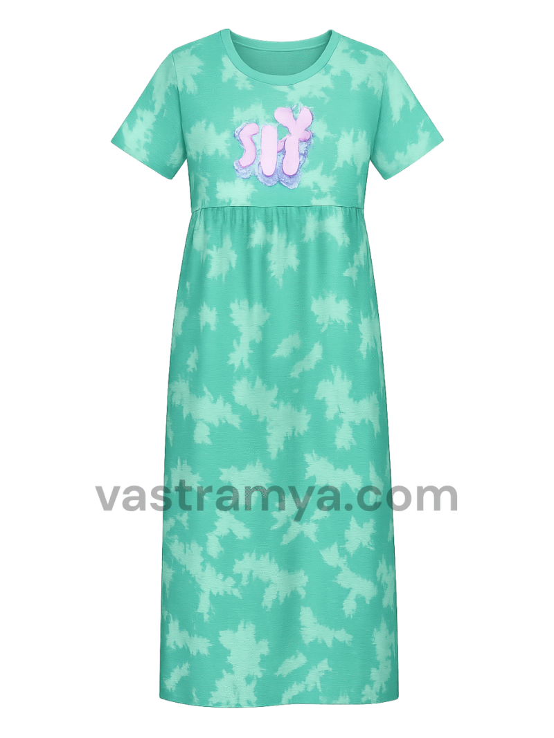 zipless feeding maternity dress green tie & dye unicorn print