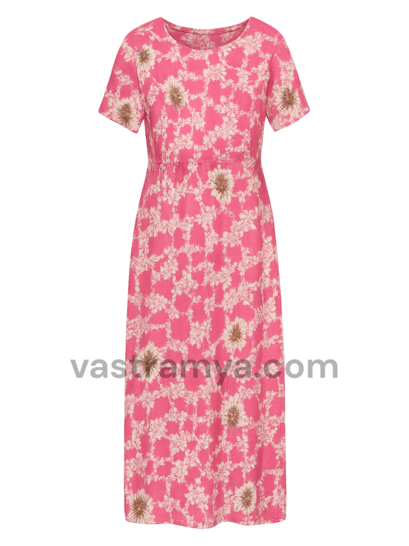 floral pink zipless feeding maternity dress