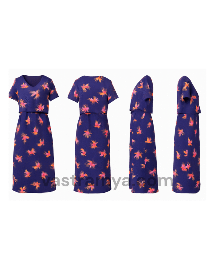 zipless feeding maternity dress sky blue floral print