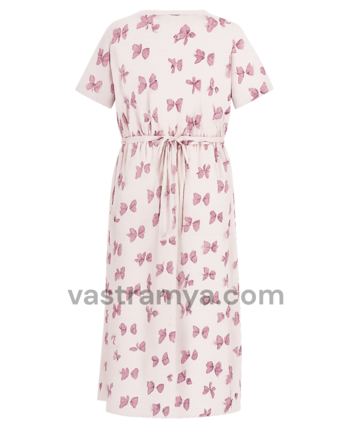 zipless feeding maternity dress blush pink butterfly print