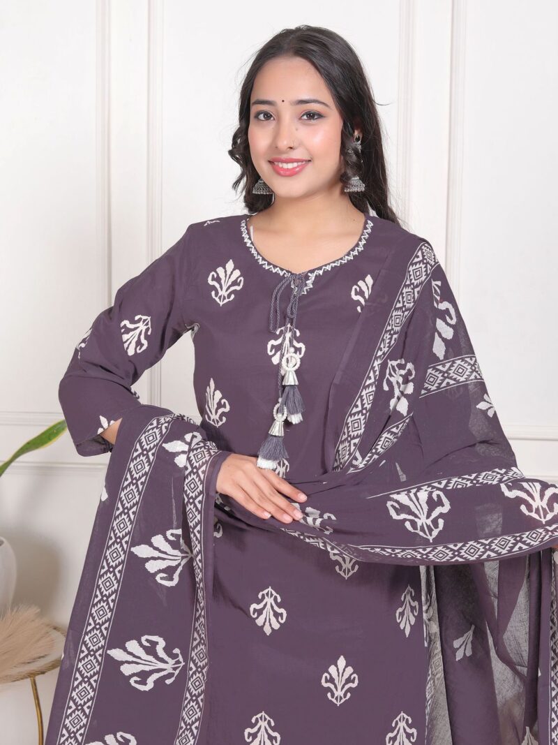 Home rust brown rayon printed kurta pant set with dupatta | women’s part wear ethnic set (copy)