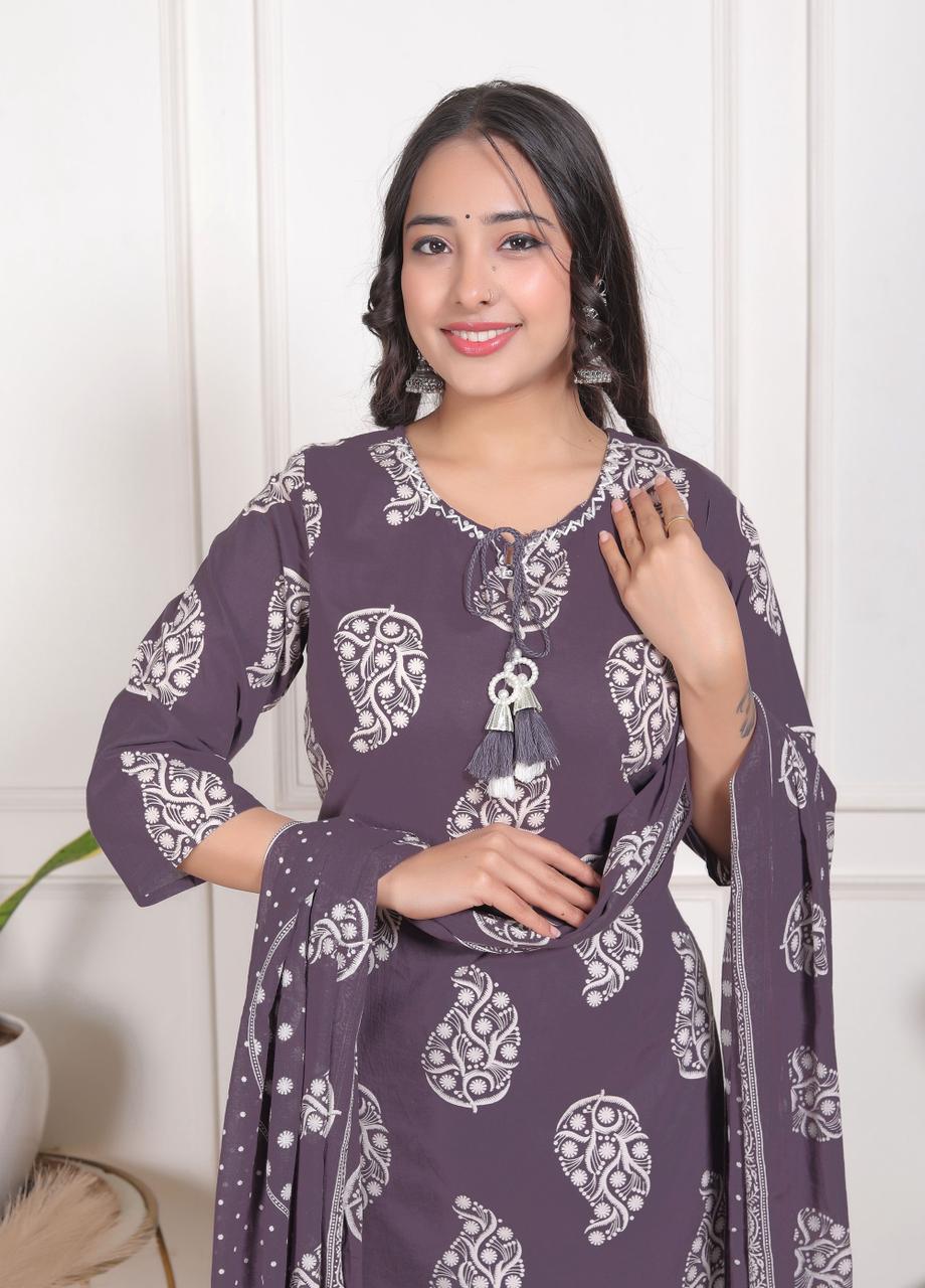 rust brown rayon printed kurta pant set with dupatta | women’s part wear ethnic set (copy) rust brown rayon printed kurta pant set with dupatta | women’s part wear ethnic set (copy)