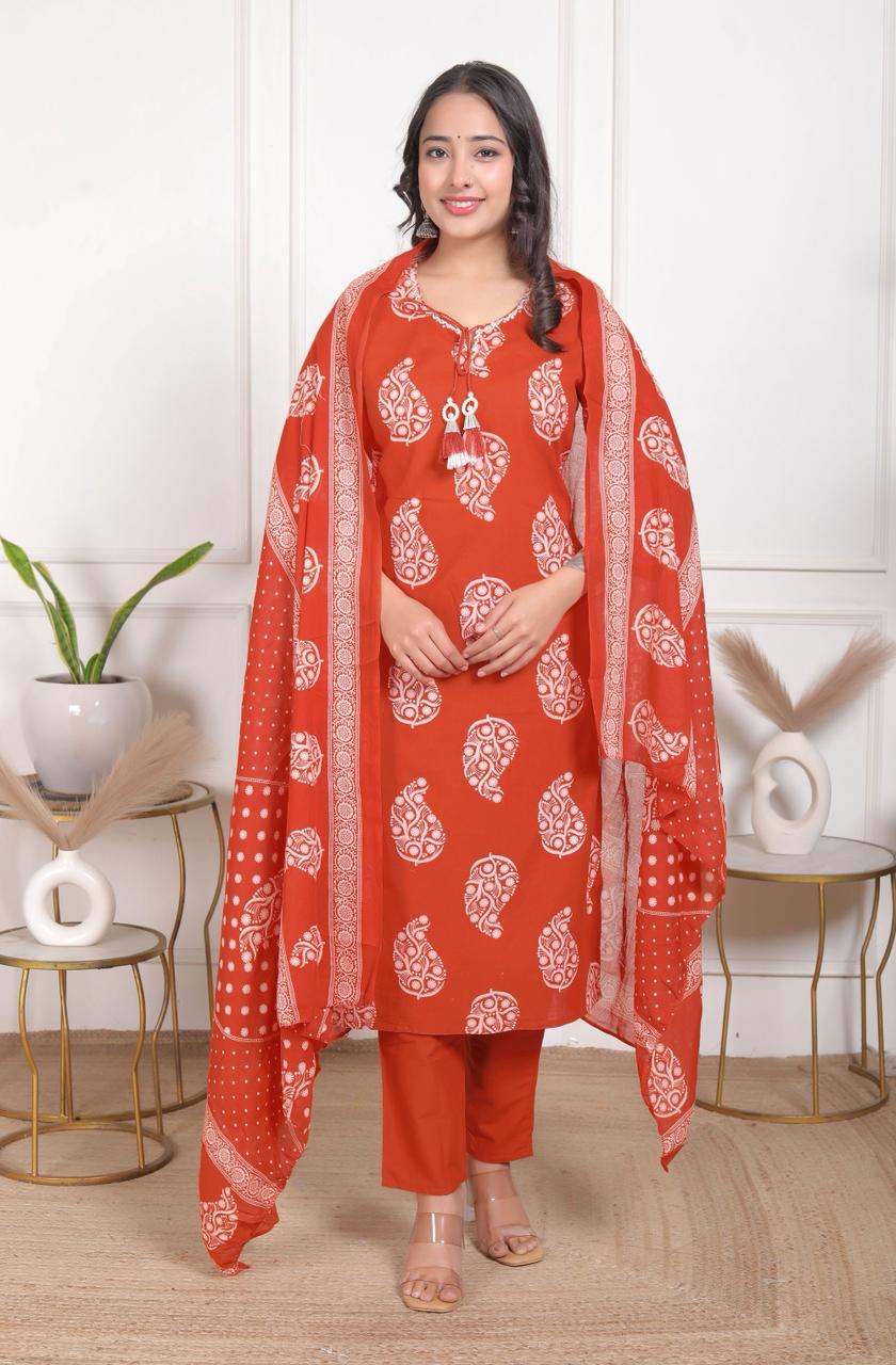 chocolate brown rayon printed kurta pant set with dupatta | women part wear ethnic set (copy) chocolate brown rayon printed kurta pant set with dupatta | women part wear ethnic set (copy)